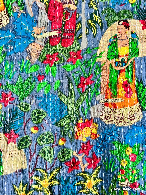 ZARDOZI - BEDCOVER DARK GREY PRINTED FRIDA 210X260