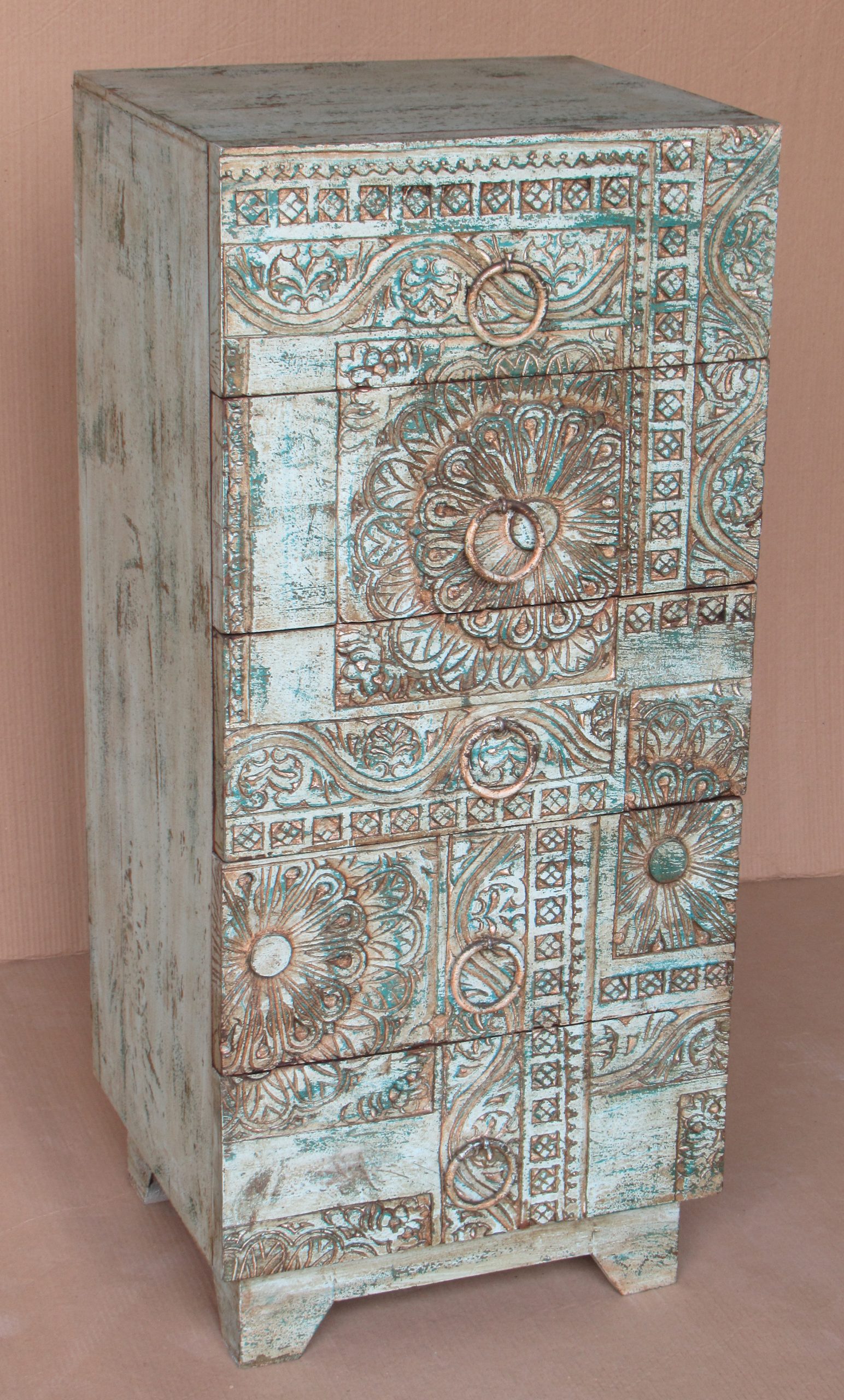 MILLA - SIDEBOARD WOOD 2 DOORS BLUE WASH 80 X 39 X H 100 CM