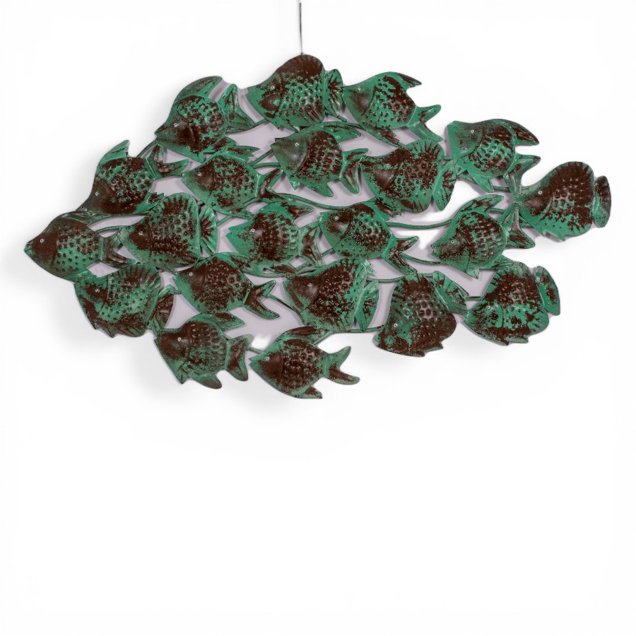 MASCATE - WALL PANEL DECO FISH IRON RUSTIC GREEN 105 X 60 CM