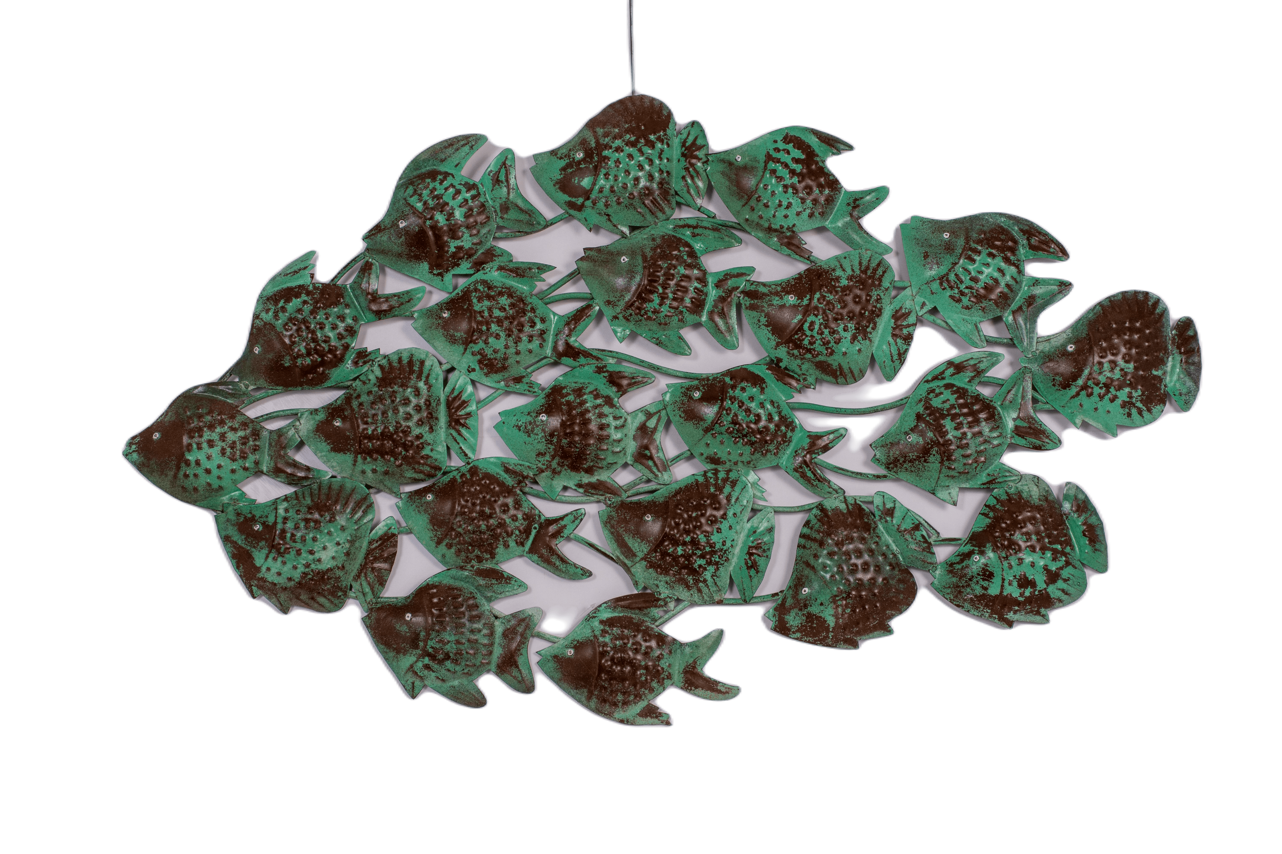 MASCATE - WALL PANEL DECO FISH IRON RUSTIC GREEN 105 X 60 CM