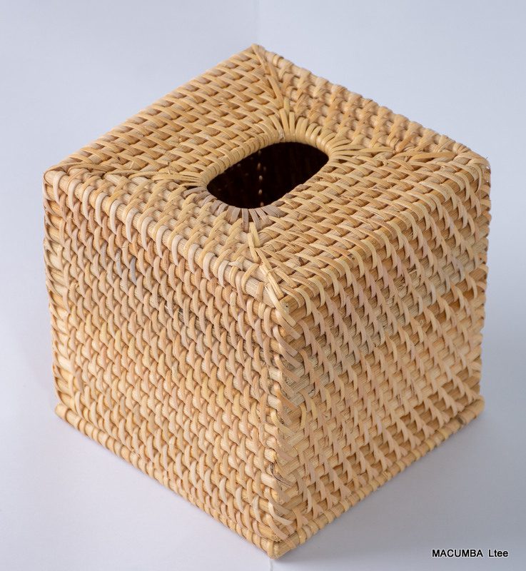 TISSUE DISPENSER SQUARE NATURAL RATTAN INNER 13X13X13H