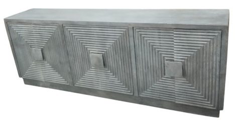ANKUSH - SIDE BOARD 6 DOORS GREY WITH SQUARE CARVING 221X46XH83