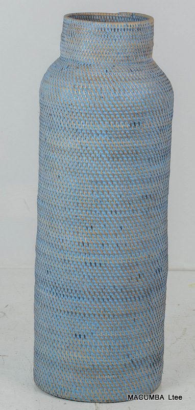 IDA - VASE RATTAN TEAL MEDIUM H 70 X D 25