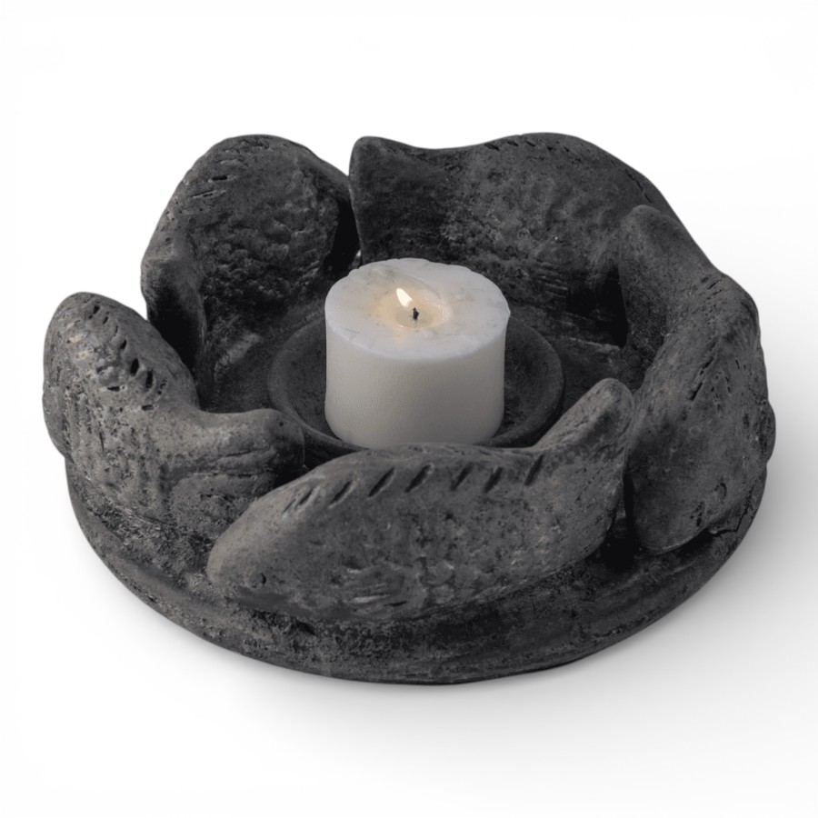 DORADO - CANDLE HOLDER FISH TERRACOTTA BLUE D32 H 12