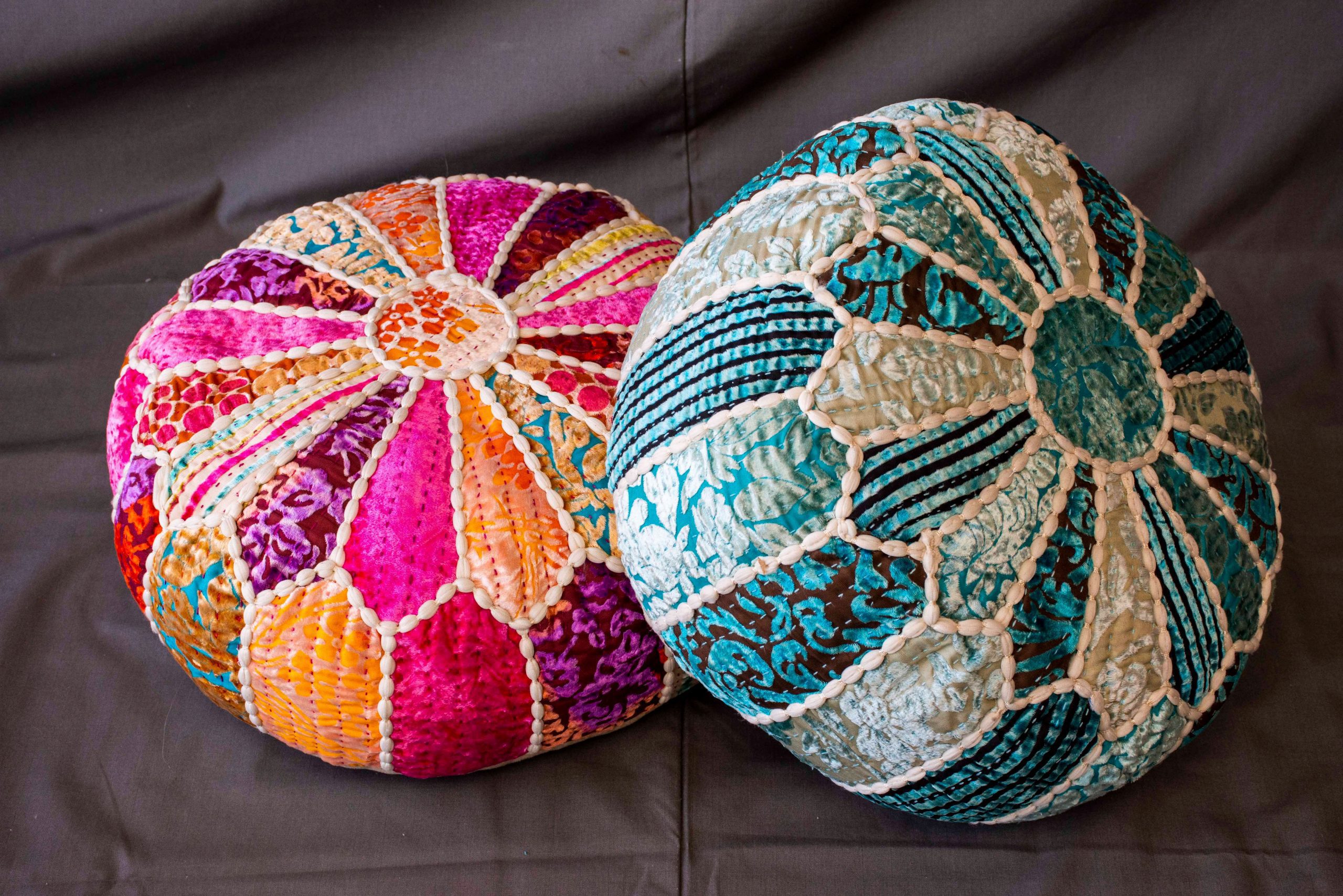 GABIN - POUFFE BURNOUT VELVET D40 X H 20 CM