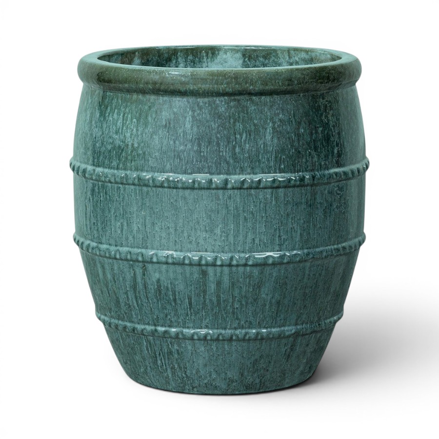 PLANTER BARSHI GLAZED MOSS GREEN MEDIUM D39 H 48