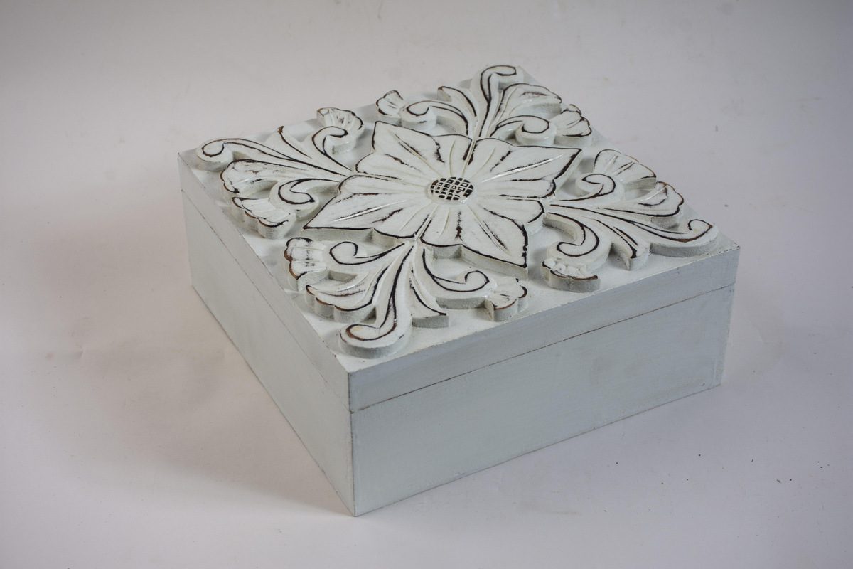 MAPUTO - BOX WOOD MEDIUM WHITE 25L X 25W X 10H