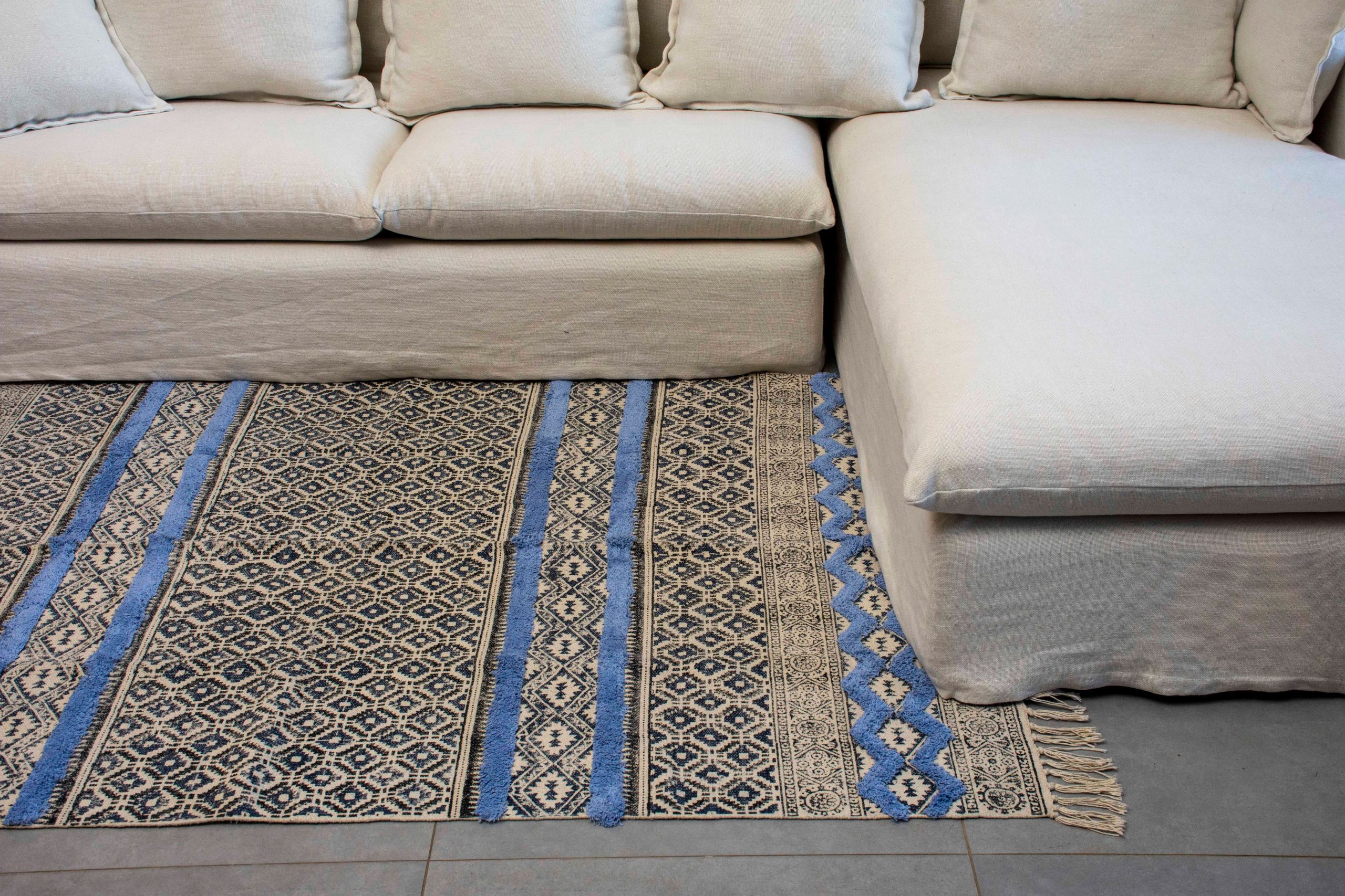 GAYA - RUG COTTON BLOCK PRINT WITH DORI 120 X 180 CM
