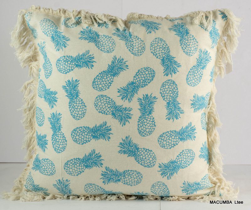 SENSU - CUSHION COVER AQUA SMALL PINEAPPLE WITH FRINGE 45 X 45 CM