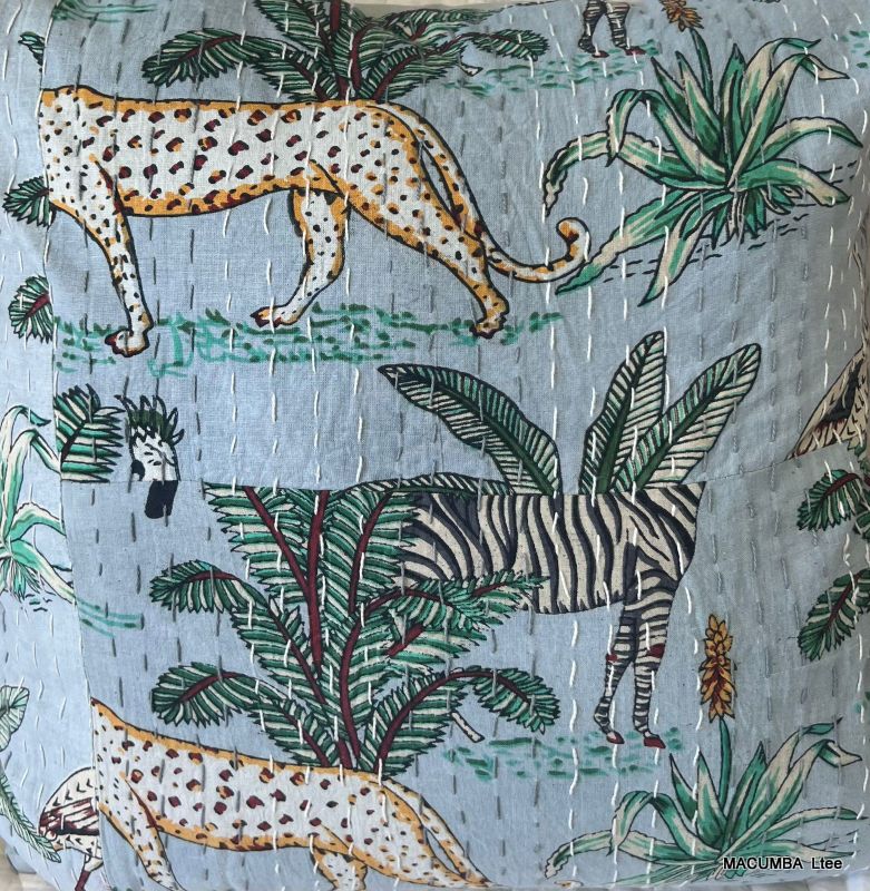 SHISHA - CUSHION COVER GREY PRINTED PANTHER 45X45