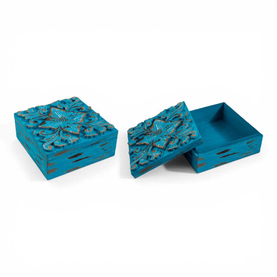 GRANIA - BOX WOOD MEDIUM BLUE WASH  25L X 25W X 10H