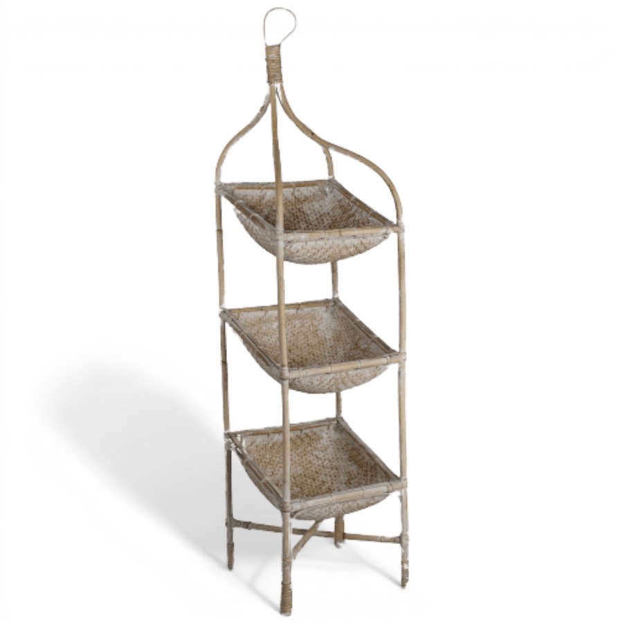 DALILAH - STANDING BASKET WHITE DISTRESSED