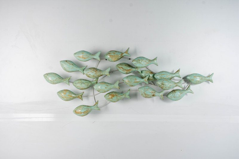 DILLY - WALL DECO FISH FLOATING WOOD LIGHT BLUE 100 CM