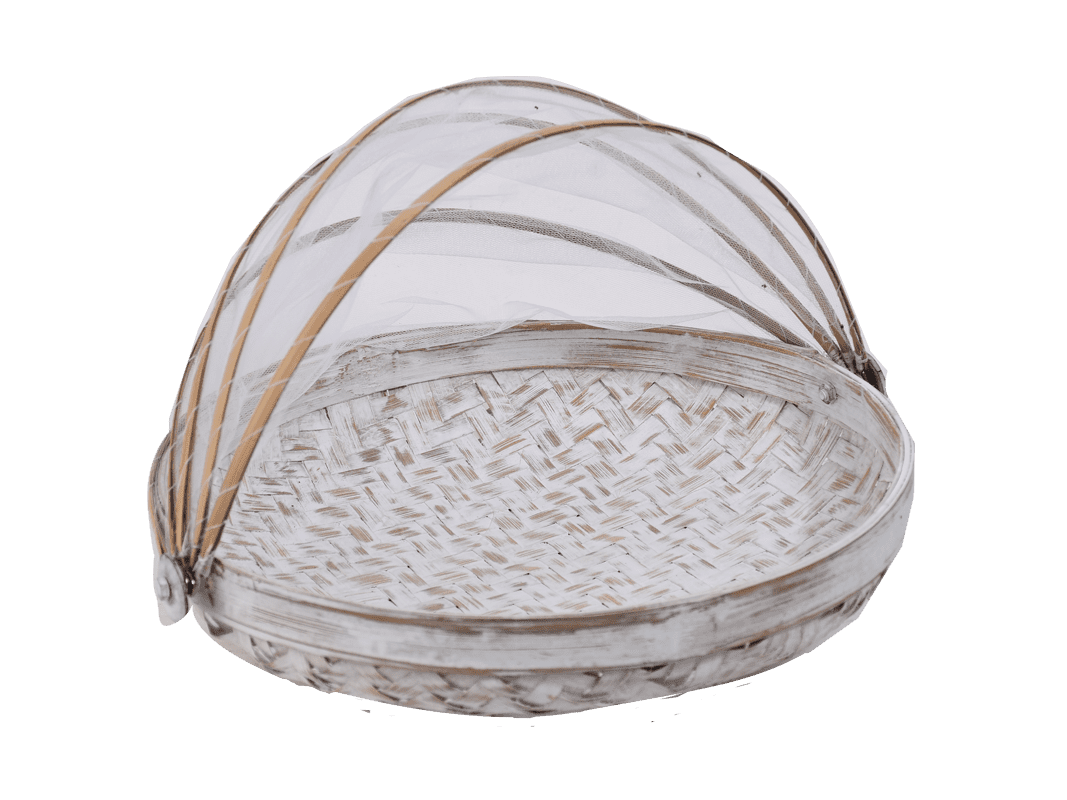 NADOR  - BASKET SMALL WITH TUTUP ROUND WHITE D25