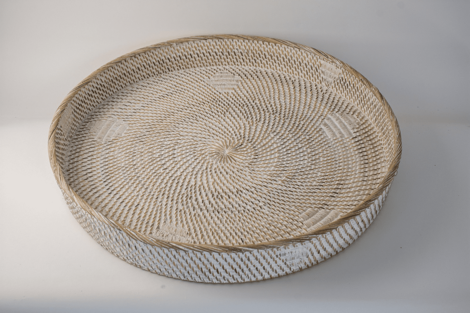 ELIENA - TRAY RATTAN BULAT WHITE MEDIUM D60