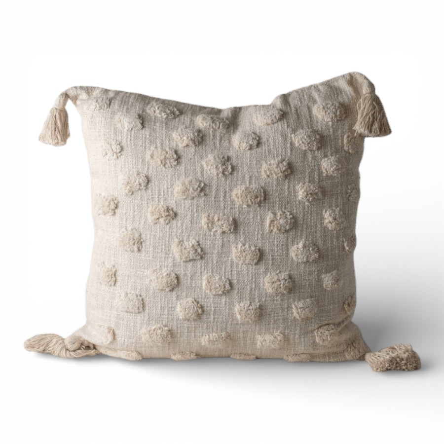 SREEPUR - CUSHION COVER TUFTED COTTON WITH TASSELS 50X50