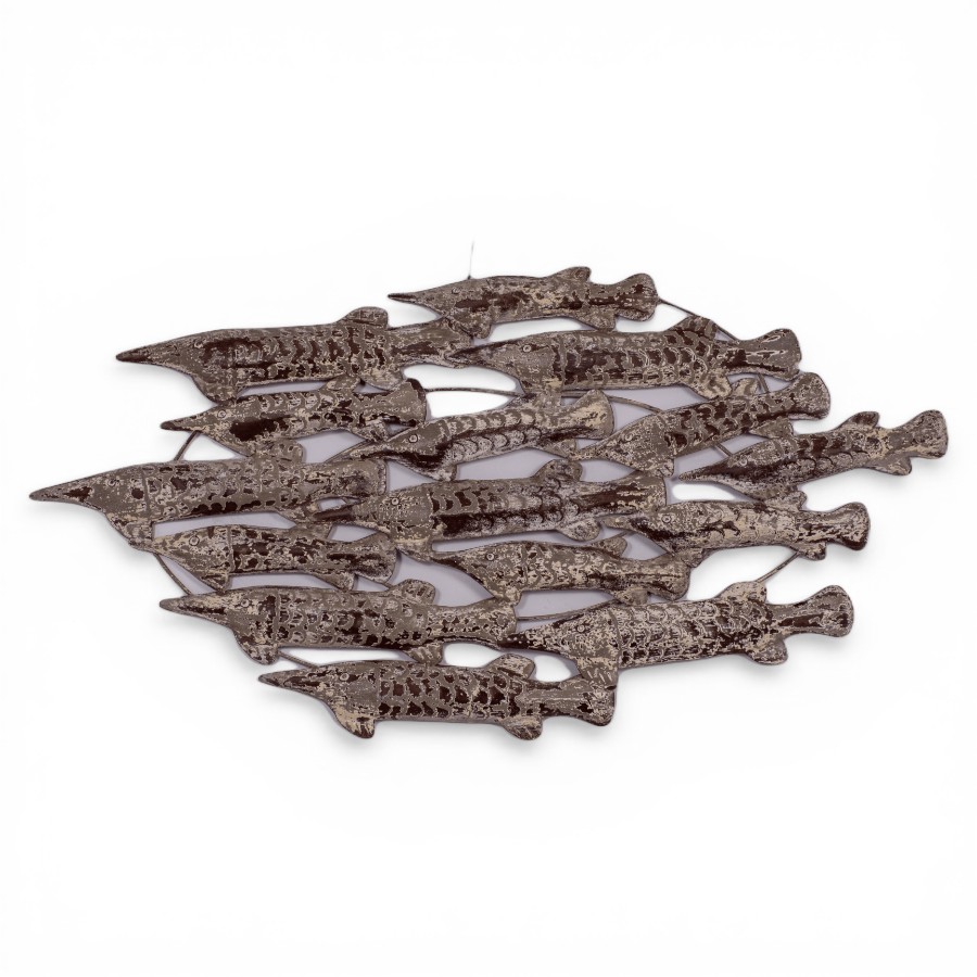 MAYA - WALL PANEL DECO FISH WHITE GRAY WASH 100 X 50 CM