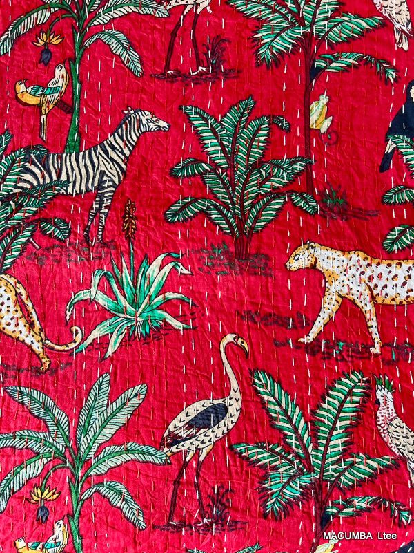 BANJARA - BEDCOVER RED PRINTED PANTHER 145X215