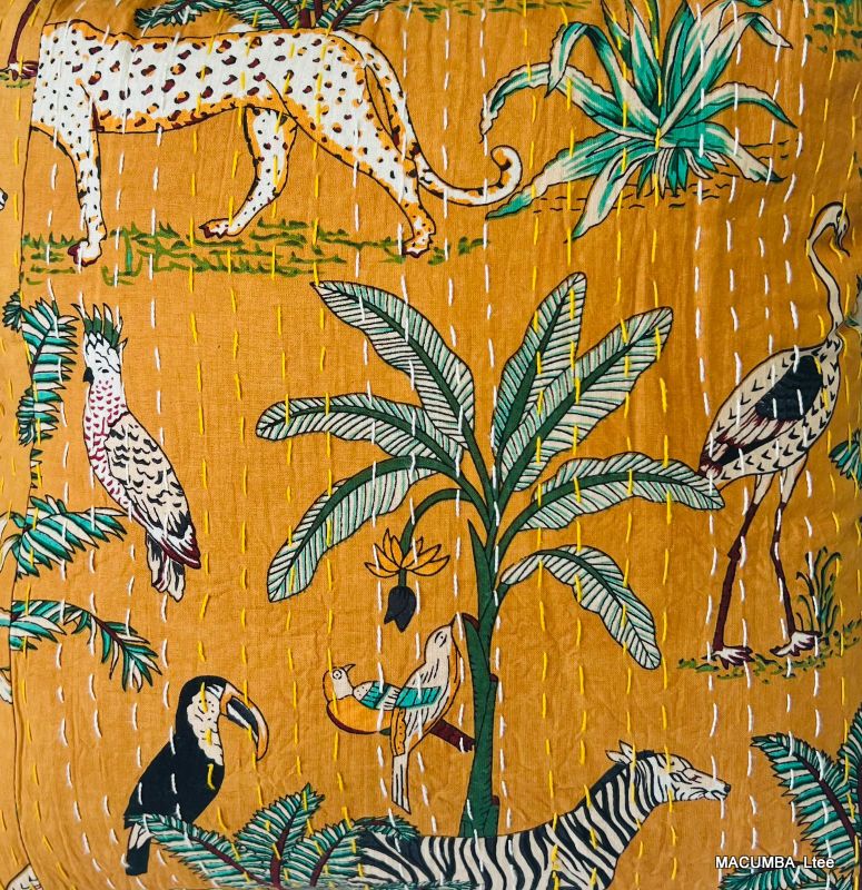 SHISHA - CUSHION COVER MUSTARD PRINTED PANTHER 45X45