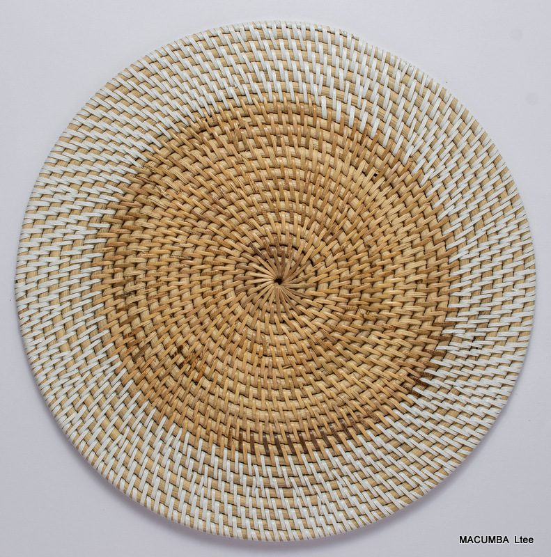 NUNGWI - PLACEMAT BORDER WHITE RATTAN ROUND D 35