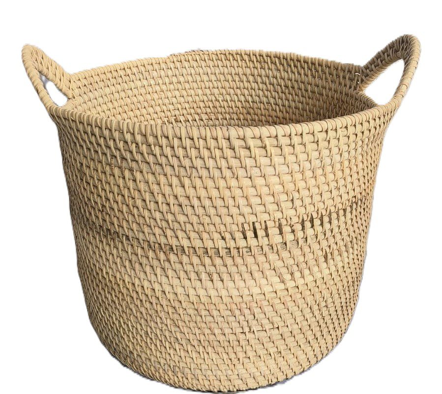 IVANA - BASKET ROUND WITH HANDLES NATURAL XLARGE D35XH30