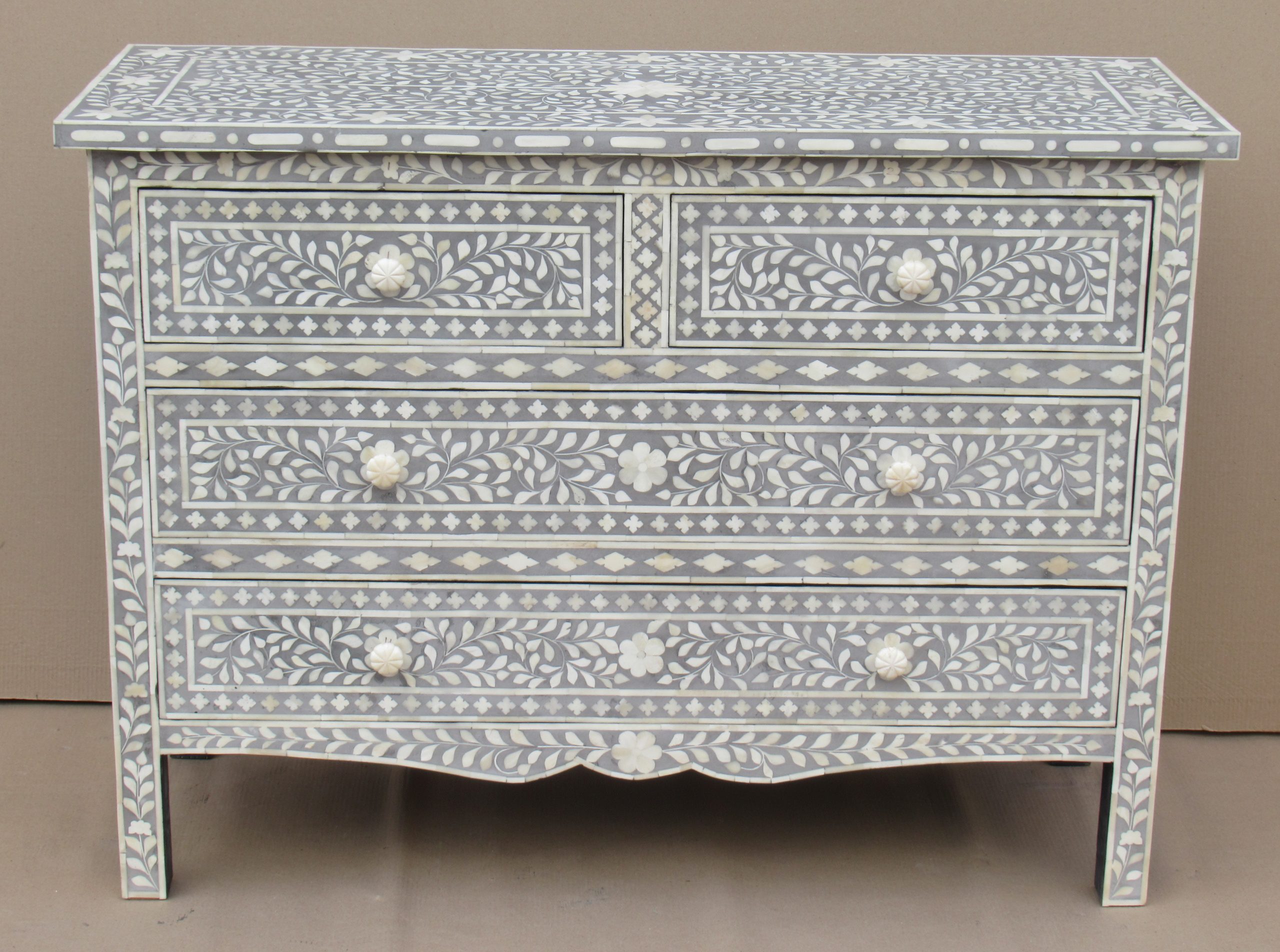 RENAE - SIDEBOARD WOOD INLAY FITTED WITH 4 DRAWERS 122 X 46 X H 90 CM