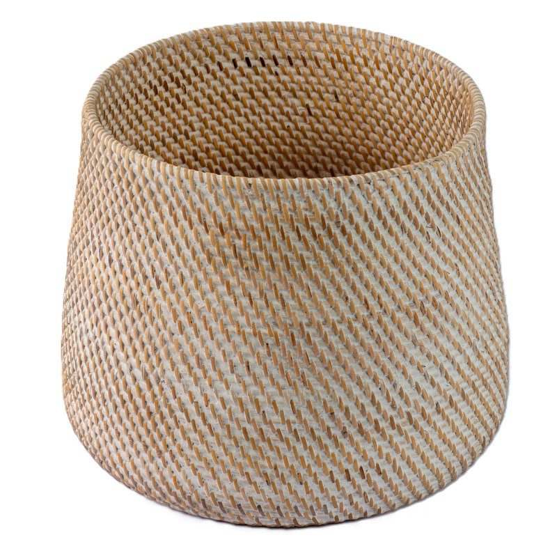POT ROUND WHITE WASH RATTAN MEDIUM D30H25