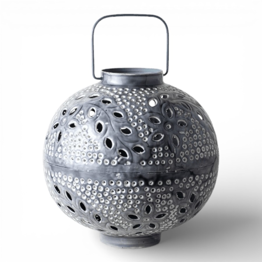 MANGA - LANTERN IRON WITH HANDLE GREY 28X28