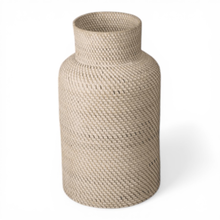MELEZE - POT RATTAN WHITE 29 X H49