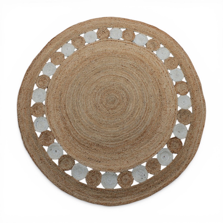 RUG JUTE ROUND NATURAL AND BLEACH  D200  - SUN
