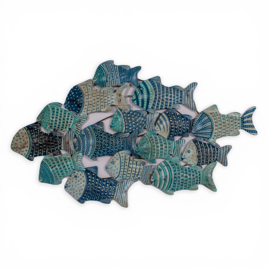 TAMARIN - WALL PANEL DECO FISH IRON BLUE TEAL 100 X 60 CM