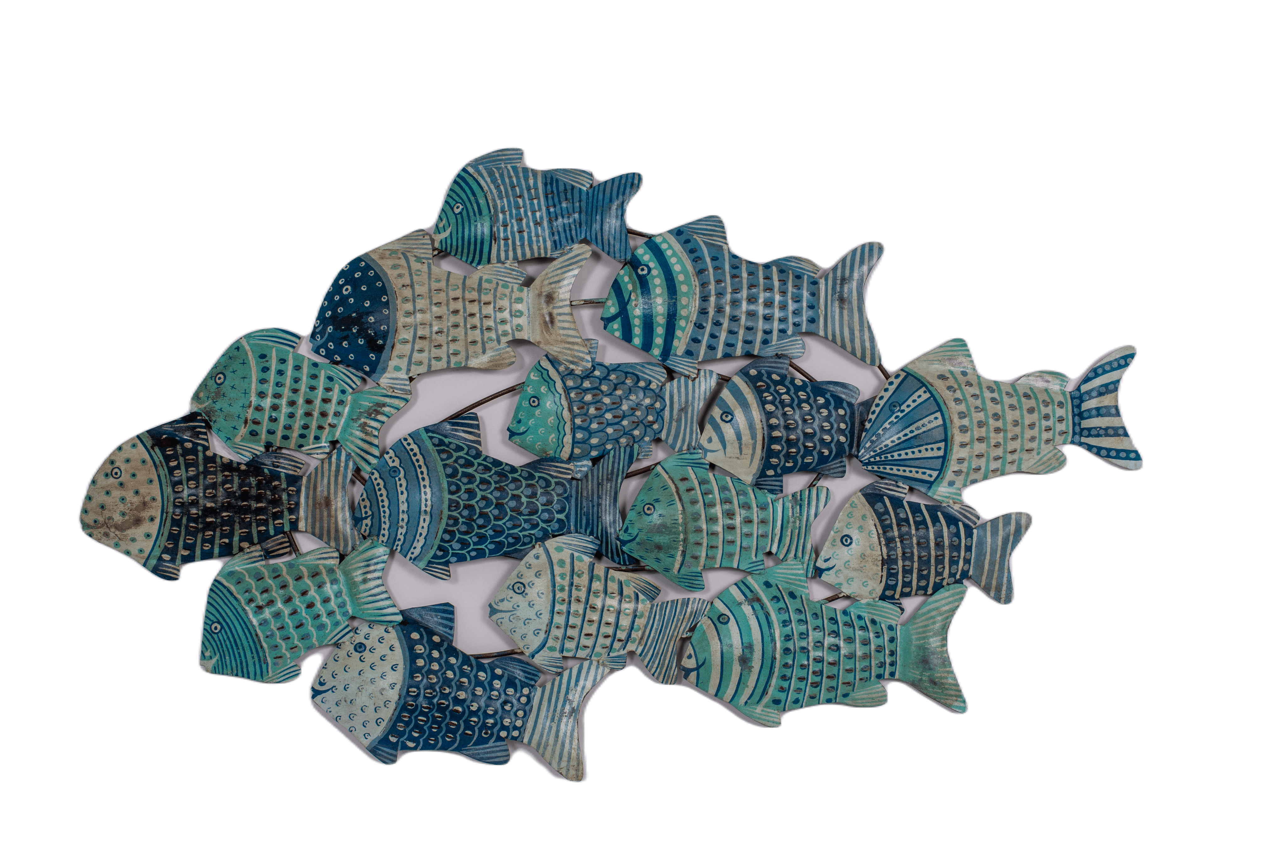 TAMARIN - WALL PANEL DECO FISH IRON BLUE TEAL 100 X 60 CM