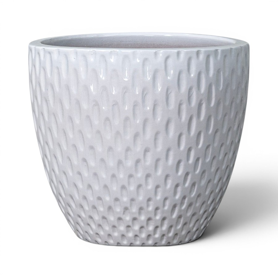PLANTER CHERUT  GLAZED WHITE MEDIUM D28H25