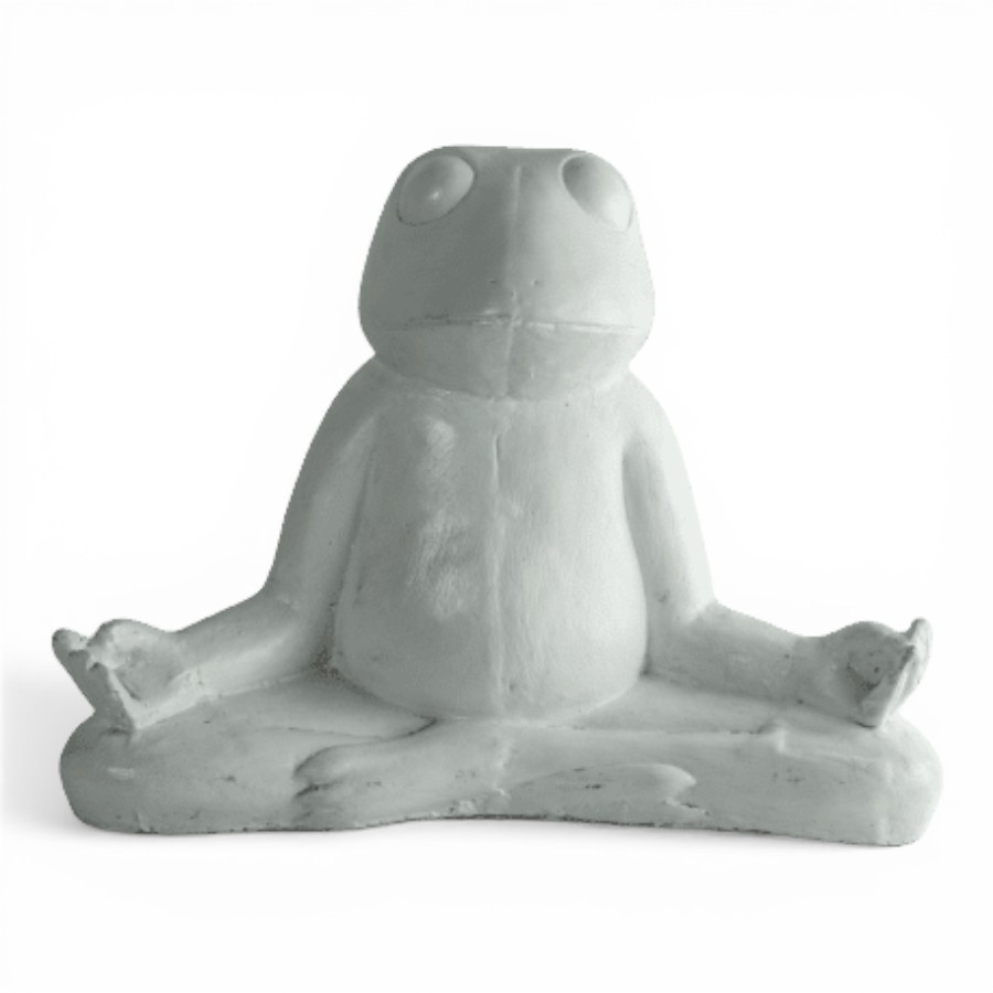 HOLLY - FROG MEDITAION STATUE WHITE 50XH38