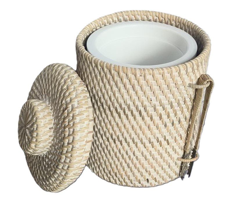 IENA - ICE POT WITH RATTAN COVER AND ICE TONGS D18H23 - HOPE