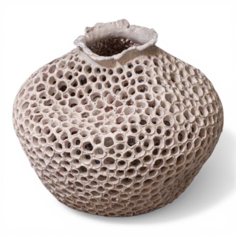 POW - GARDEN LANTERN TERRACOTTA DELIMA SHAPE WHITE D65H50