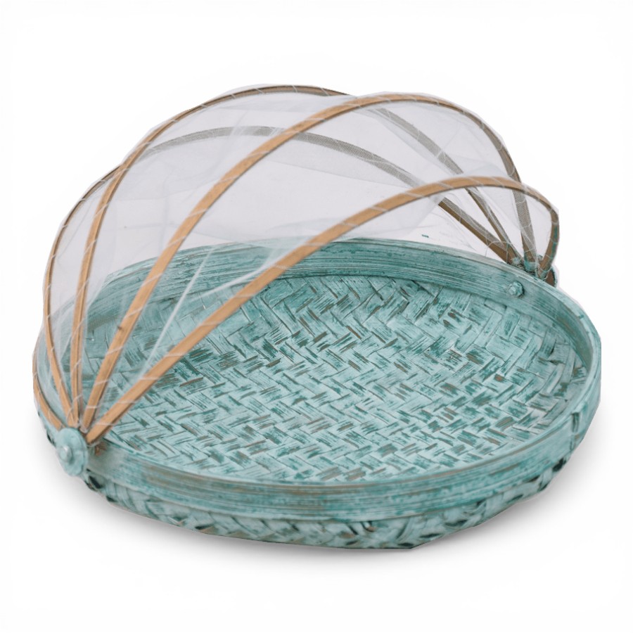 NADOR - BASKET LARGE WITH TUTUP ROUND TEAL D34