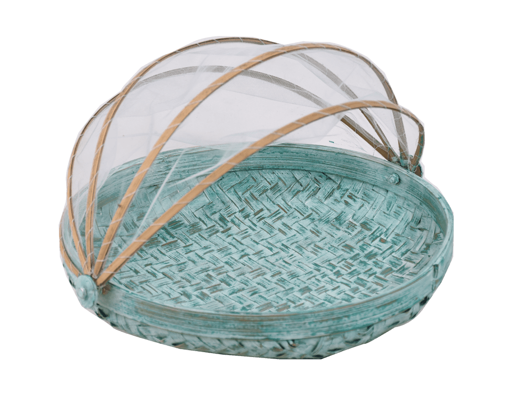NADOR - BASKET LARGE WITH TUTUP ROUND TEAL D34