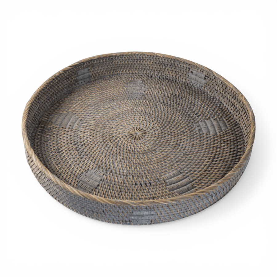 ELIENA - TRAY RATTAN BULAT GREY SMALL D50