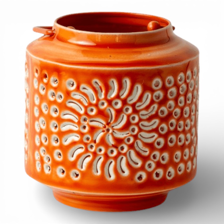 SILIRI - LANTERN IRON WITH HANDLE ORANGE