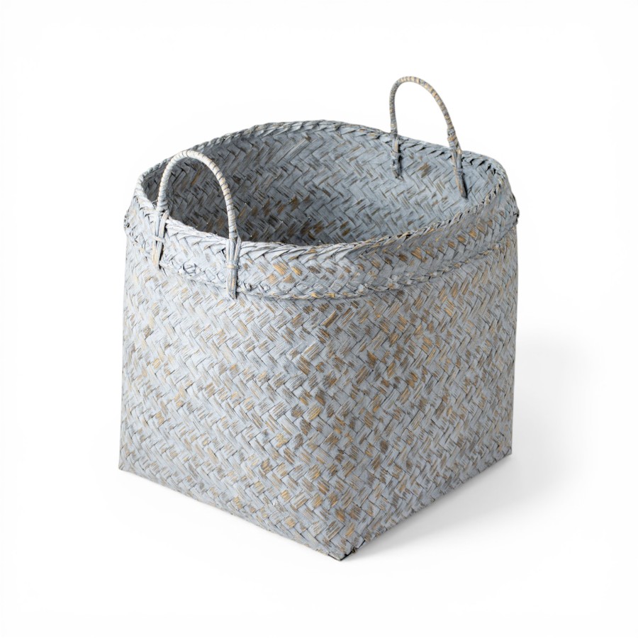 CABALA - BASKET RATTAN N ROUND GREY WASH SMALL 22 X 38 CM