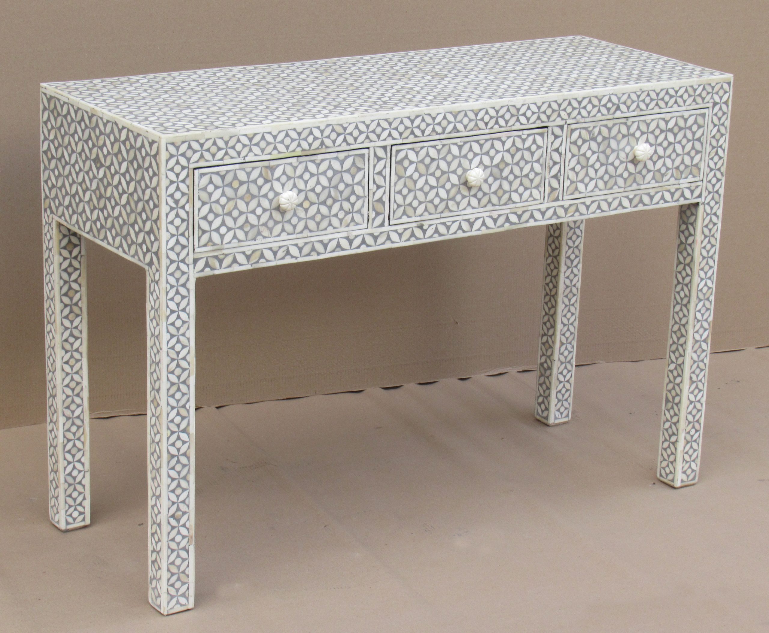 KESIAH - CONSOLE WOOD INLAY FITTED WITH 3 DRAWERS 110 X 41 X H 76 CM