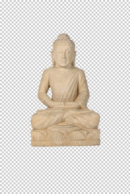 PAPPAGALLO - BUDHA PRAYING LIME STONE STATUE 50 CM