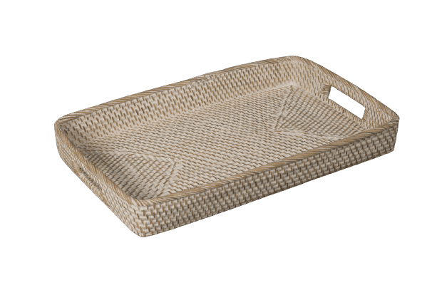 CHIDI - TRAY RATTAN RECTANGULAR WHITEWASH SMALL 48 X 29