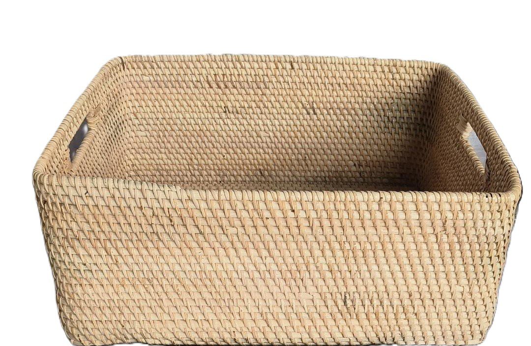 AVERY - BASKET WITH HANDLES NATURAL RATTAN MEDIUM 40X26XH14