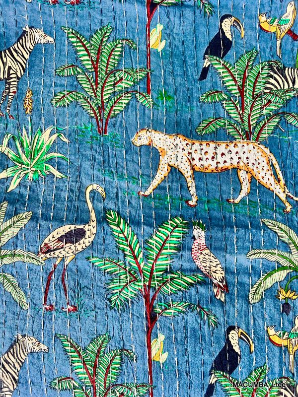 PHULKARI - BEDCOVER DARK GREY PRINTED PANTHER 210X260