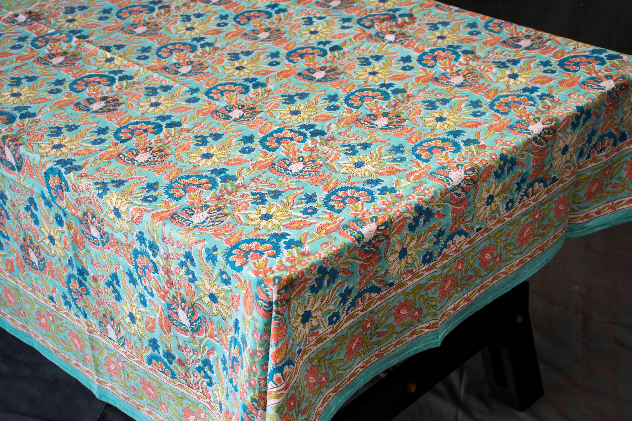 GARBO - TABLE COVER BLOCK PRINT MUGHAL 145 X 145 CM