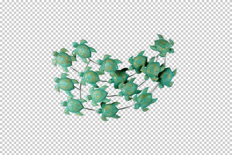 YUMBAO - WALL DECO TURTLE FLOATING WOOD LIGHT BLUE 80 CM