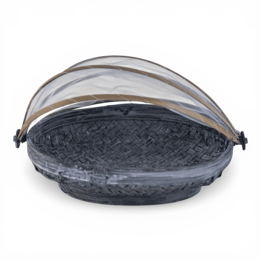 KENITRA - BASKET 2821 WITH COVER OVAL GREY SMALL