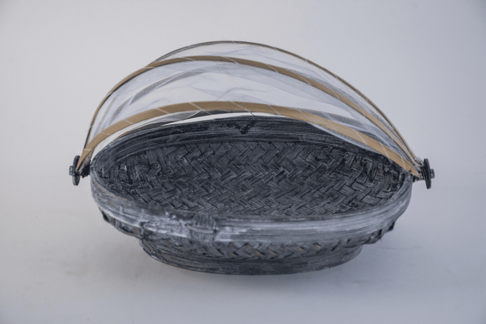 KENITRA - BASKET 2821 WITH COVER OVAL GREY SMALL